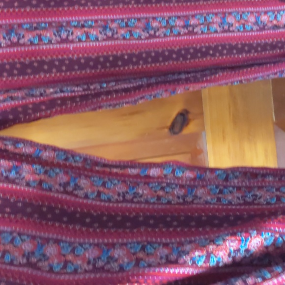 Ladies boho pattern crinkle material wide leg pull on pants w/ drawstring detail - Picture 5 of 8